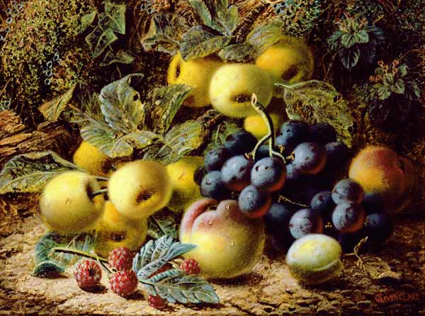 Still Life with Apples, Plums, Grapes and Raspberries von Oliver Clare